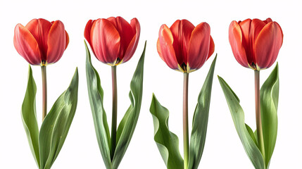 Fototapeta premium Vibrant Tulips: Captivating Isolation on White Background