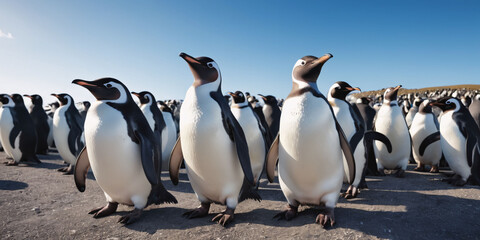 Obraz premium group of emperor penguins