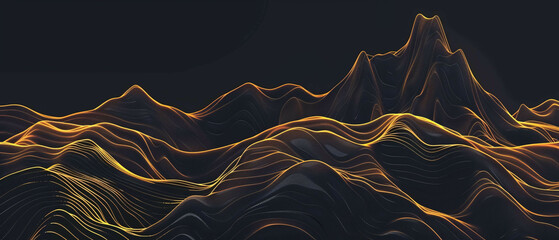 Golden Mountain Majesty: Luxurious Line Art Wallpaper Design for Stunning Cover