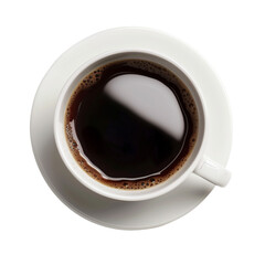 A cup of black coffee, reflecting the morning ritual of awakening, isolated on transparent background