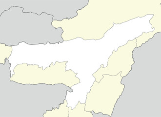 Location map of Assam is a state of India
