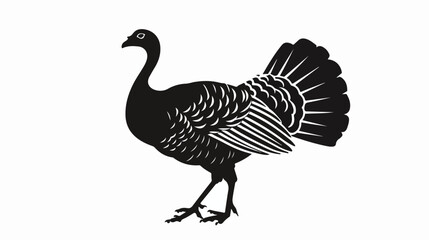 Obraz premium Black silhouette of a Turkey on a white background