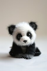 A baby panda bear toy, curious gaze