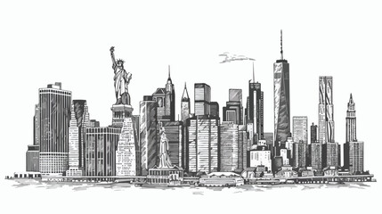 Hand drawn New York city elements. Vector set