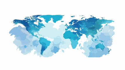 Fototapeta na wymiar Blue world map flat vector isolated on white background