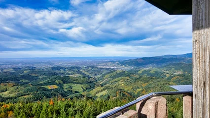 Dekokissen Blick vom Moosturm auf Oppenau, den Nordschwarzwald bis zur Rheinebene und den Vogesen © turtles2
