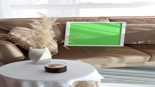 Photo frame mockup with green chroma key