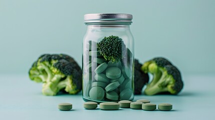 Holistic Nutrition: Broccoli, Herbal Capsules, and Nature's Bounty - 787145500
