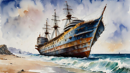sailing boat on the sea - obrazy, fototapety, plakaty