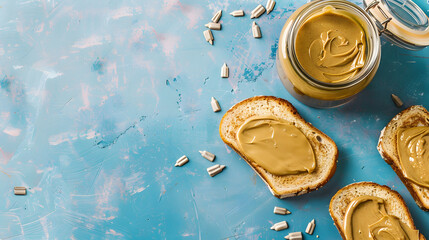 Floral Creaminess: Creamy Sunflower Butter with Copy Space - 787145793