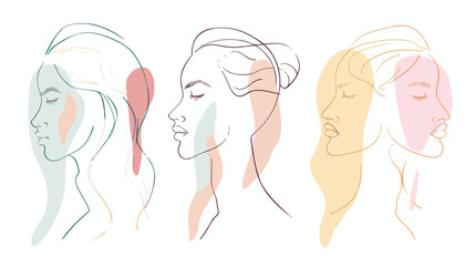 Modern abstract faces. Contemporary female silhouette