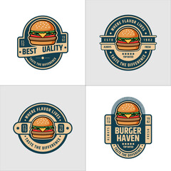 Badge Logo or Burger Fast Food Emblem Design