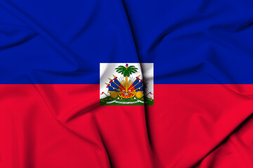 Beautifully waving and striped Haiti flag, flag background texture with vibrant colors and fabric...