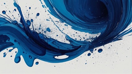 Abstract sapphire blue brush stroke illustration, isolated white background. - obrazy, fototapety, plakaty