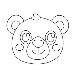Cartoon bear face line icon.