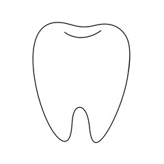 Cartoon Healthy Teeth line Icon.