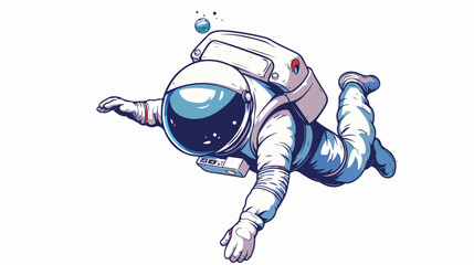 Person flying in outer Space. White spacesuit - obrazy, fototapety, plakaty