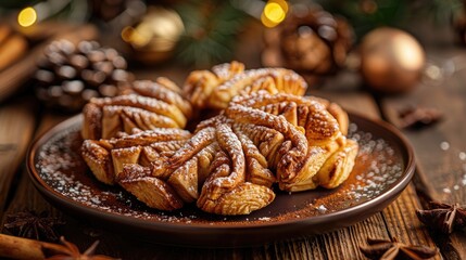 Plate of Dutch spiced pastries traditionarily enjoyed during winter holidays