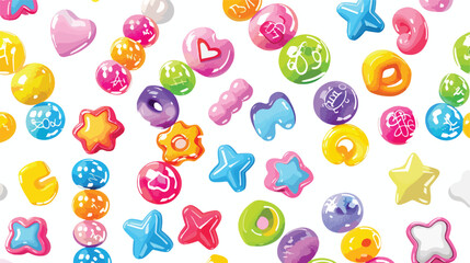 Plastic beads Bracelets. Old school colorful funky br - obrazy, fototapety, plakaty