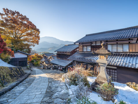 Magome-juku town along the Nakasendo trail, Kiso Valley, Gifu Prefecture, Japan