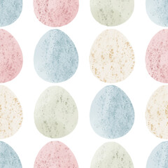 Seamless pattern with easter eggs, hand drawn illustration in watercolor style