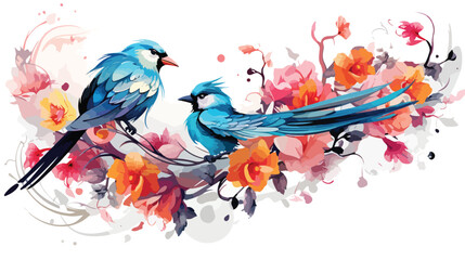 Paradise tattaoo birds vector art Vector illustration