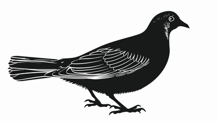 Partridge bird black silhouette animal. Vector illustration