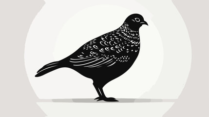 Partridge bird black silhouette animal. Vector illustration