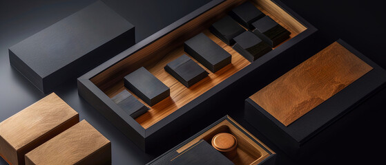 Wooden boxes with black and brown finish, modern and sophisticated look