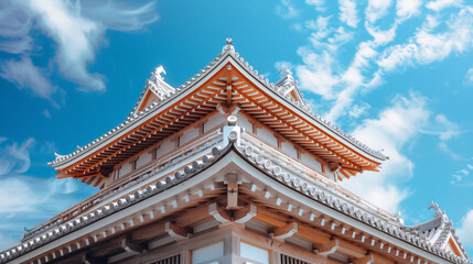 Naklejka premium 青空と日本のお城