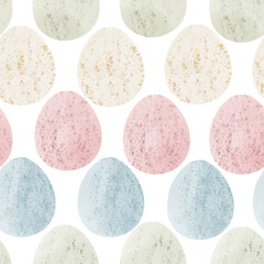 Obraz na płótnie Canvas Seamless pattern with easter eggs, hand drawn illustration in watercolor style