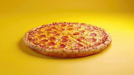 Pizza isolated on yellow background