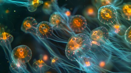 A timelapse image showing the mesmerizing movement of rotifers appearing like a synchronized dance routine displaying the beauty and