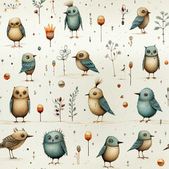 seamless pattern with birds - obrazy, fototapety, plakaty