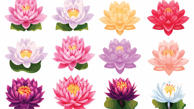 Photographic images of lotus flowers in various color