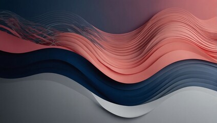 Colorful horizontal banner. Modern waves background design with coral pink, midnight blue, and ash gray color.