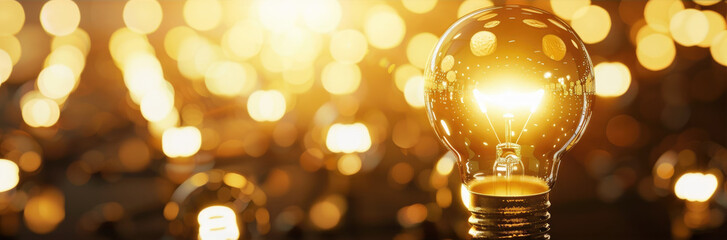 Glowing Light Bulb Symbolizing Innovation,Creativity,and Breakthrough Discoveries - obrazy, fototapety, plakaty