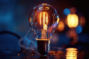 Illuminating Innovation - Glowing Light Bulb Symbolizing Creativity,Invention,and Breakthrough Ideas for the Future - obrazy, fototapety, plakaty