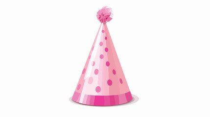 Pink birthday hat on white background flat vector isolated