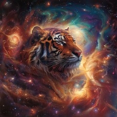 Mystical Tiger Amidst Cosmic Fractal Dimensions in Space