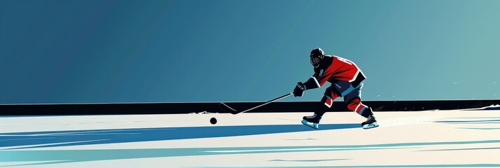 Powerful Puck Pursuit:Minimalist Hockey Athlete in Dynamic Action