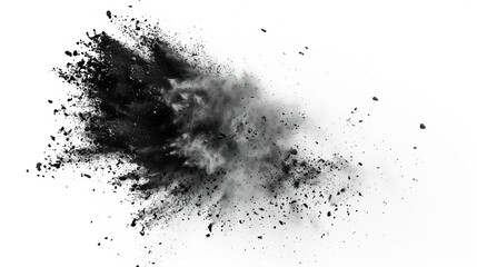  Dry black soil explosion isolated on white background