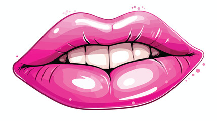 Pink kiss lips lipstick comic art icon Vector illustration