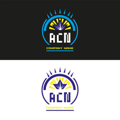 ACN letter logo vector design on black and white color background ACN letter logo icon design
