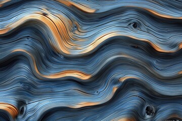 Blue and orange wavy wooden texture background with elegant design for creative projects
