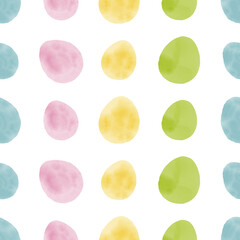 Seamless pattern with easter eggs, hand drawn illustration in watercolor style