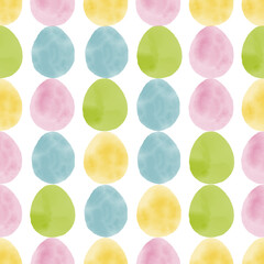 Seamless pattern with easter eggs, hand drawn illustration in watercolor style