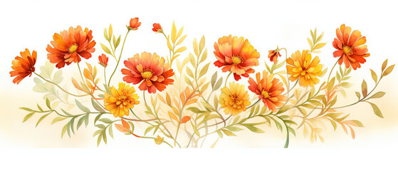 a many orange flowers that are growing on the stems - obrazy, fototapety, plakaty