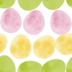 Seamless pattern with easter eggs, hand drawn illustration in watercolor style