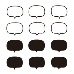 同じデザインのふき出しセット（ふちどり・塗りつぶし）